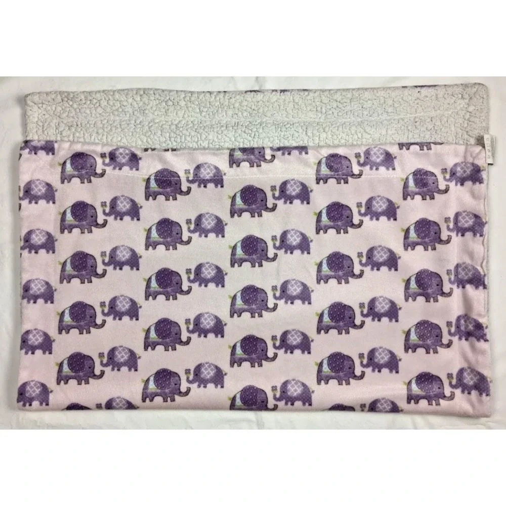 SL Home Fashions Purple Elephant Baby Blanket Pink Beige Sherpa‎ 30x40 Rn 119741